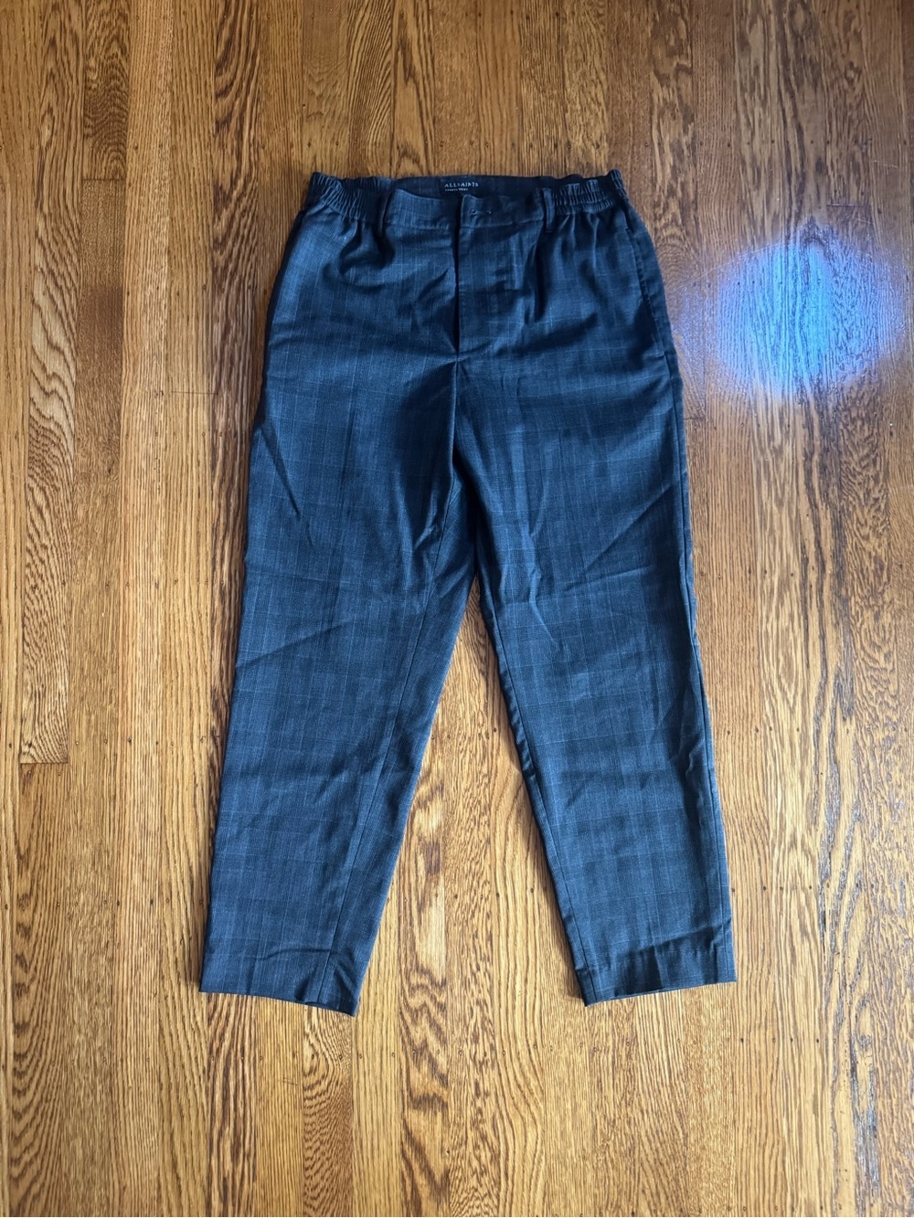 AllSaints Batalha Trousers Size 28 Plaid Elastic Waist Cropped Pants